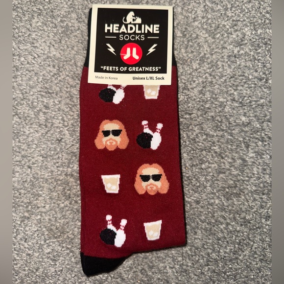 Men's Bowling Patterned Socks - Burgundy - Picture 1 of 1